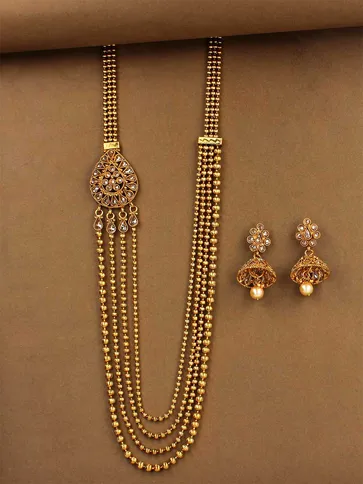 Antique Gold Long Necklace Set - CNB922