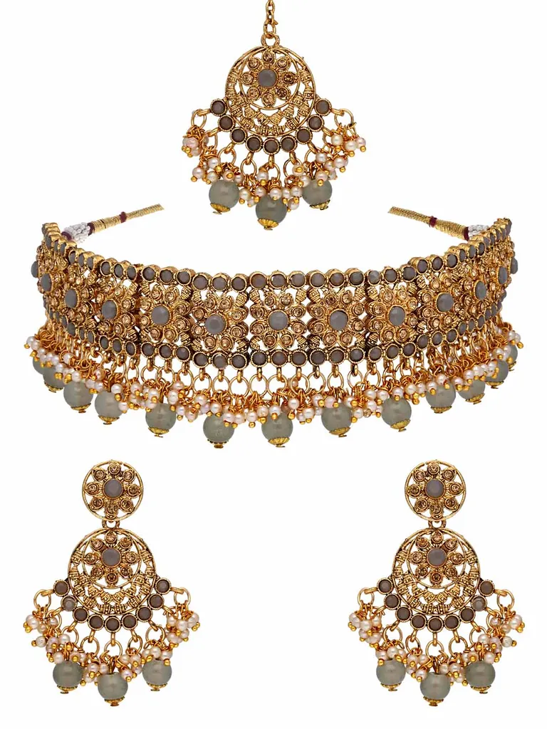 Antique Choker Necklace Set in Gold finish - CNB6527