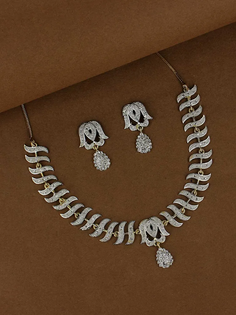 AD / CZ Necklace Set in Two Tone finish - NCK186