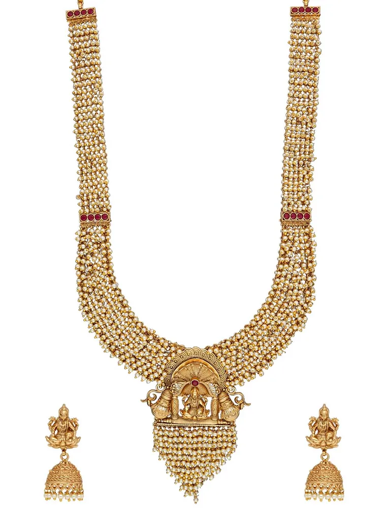 Temple Long Necklace Set in Rajwadi finish - AMN811
