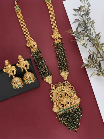Temple Long Necklace Set in Rajwadi finish - AMN817
