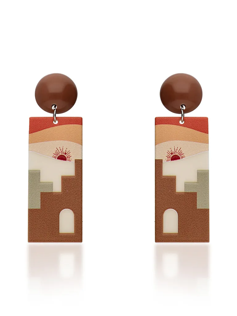 Western Dangler Earrings in Rhodium finish - CNB27396
