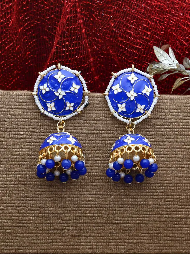 Meenakari Jhumka Earrings in Gold finish - MIJ286