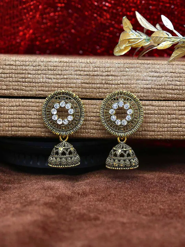 Jhumka Earrings in Oxidised Gold finish - MIJ298