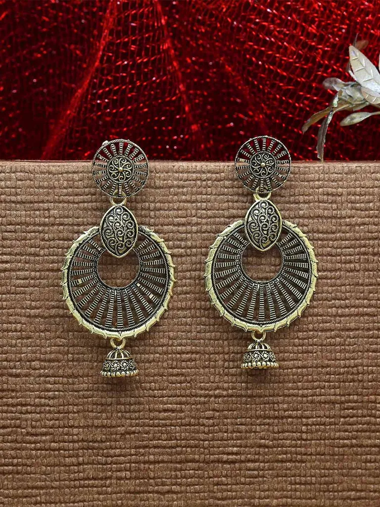 Dangler Earrings in Oxidised Gold finish - MIJ302