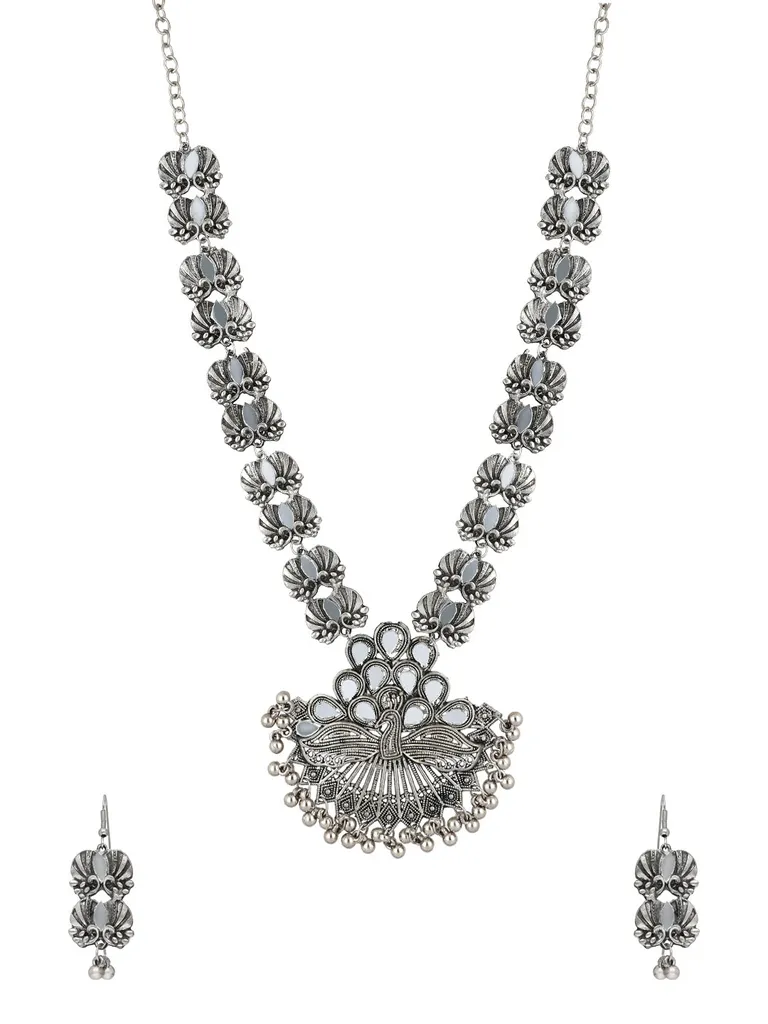 Mirror Necklace Set in Oxidised Silver finish - YGI63