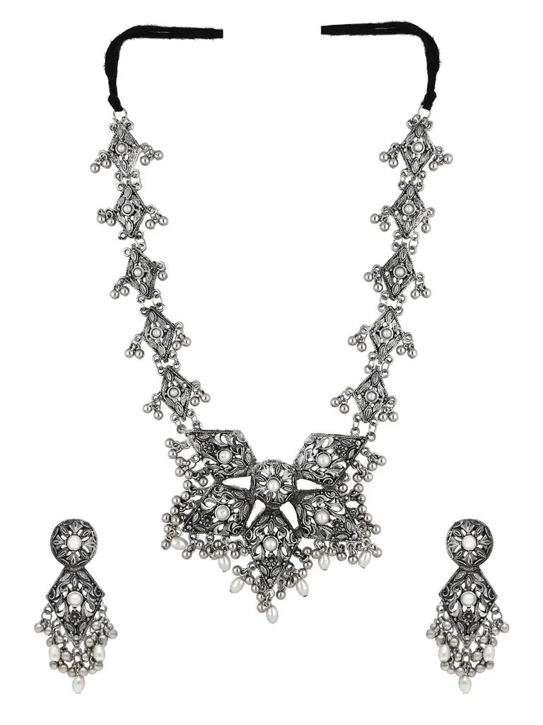 Long Necklace Set in Oxidised Silver finish - YGI66