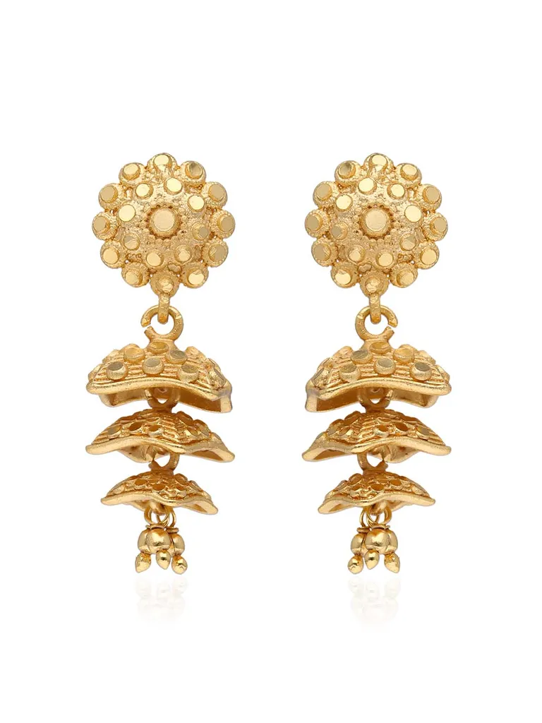 Traditional Forming Gold Jhumka Earrings - PSR649