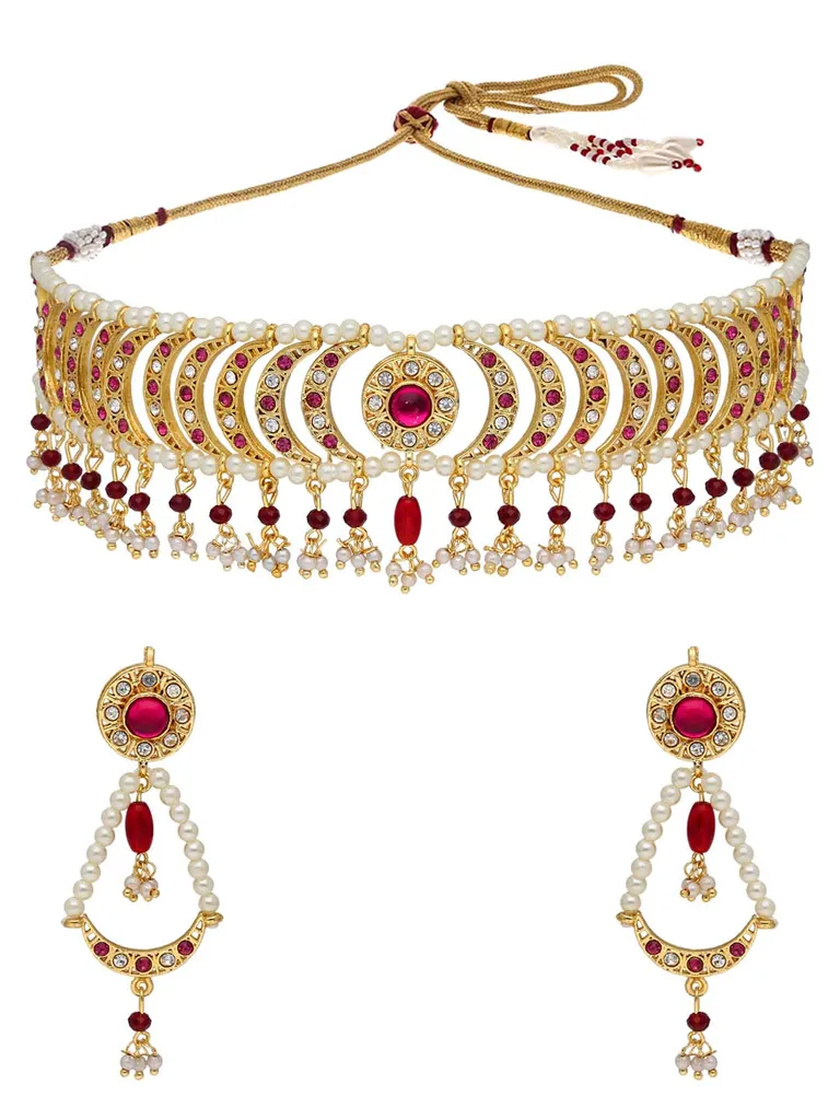 Traditional Choker Necklace Set in Gold finish - PSR405