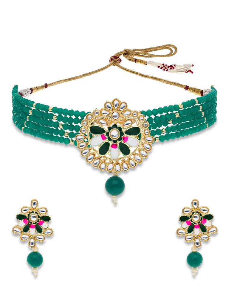 Kundan Choker Necklace Set in Gold finish - CNB29225