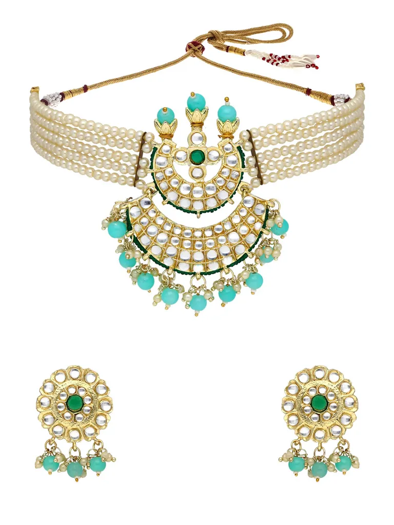 Kundan Choker Necklace Set in Gold finish - MID511