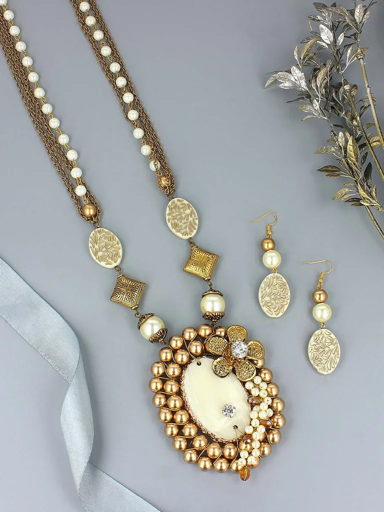 Western Long Necklace Set in Gold finish - 628WH