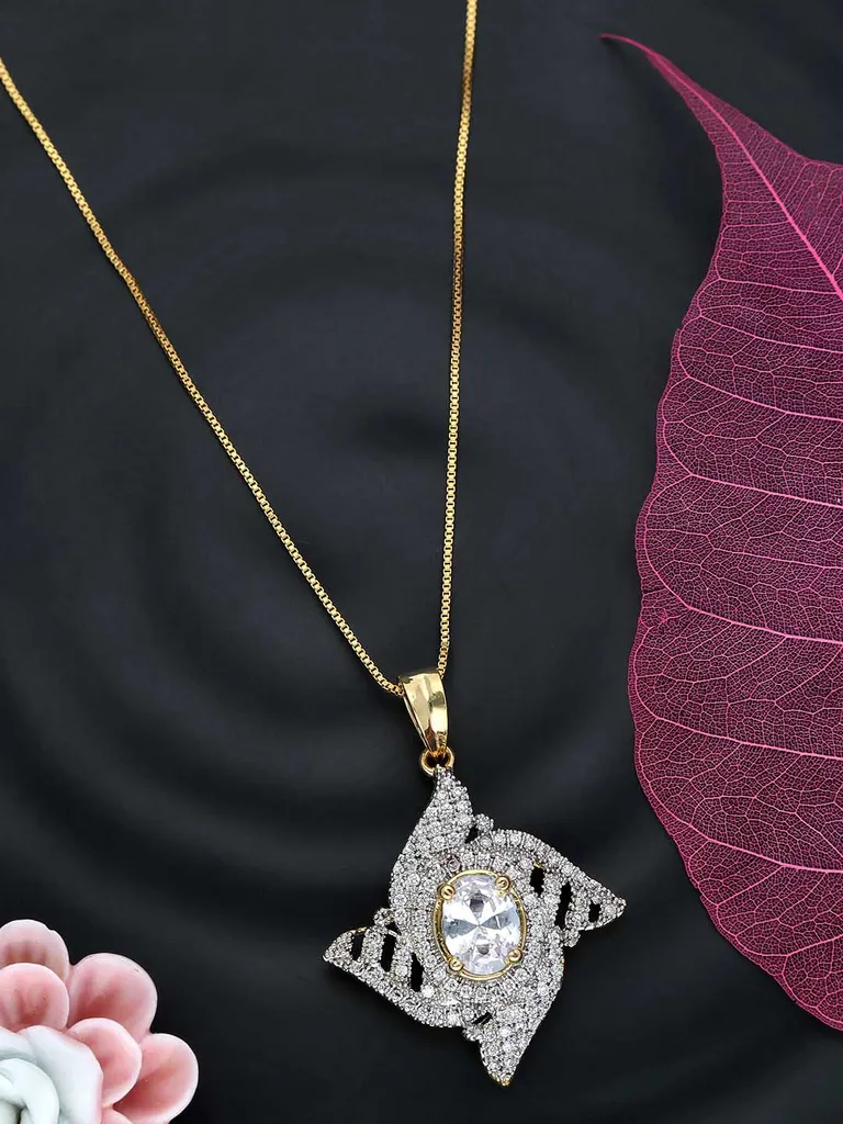 AD / CZ Pendant with Chain in Two Tone finish - S35795