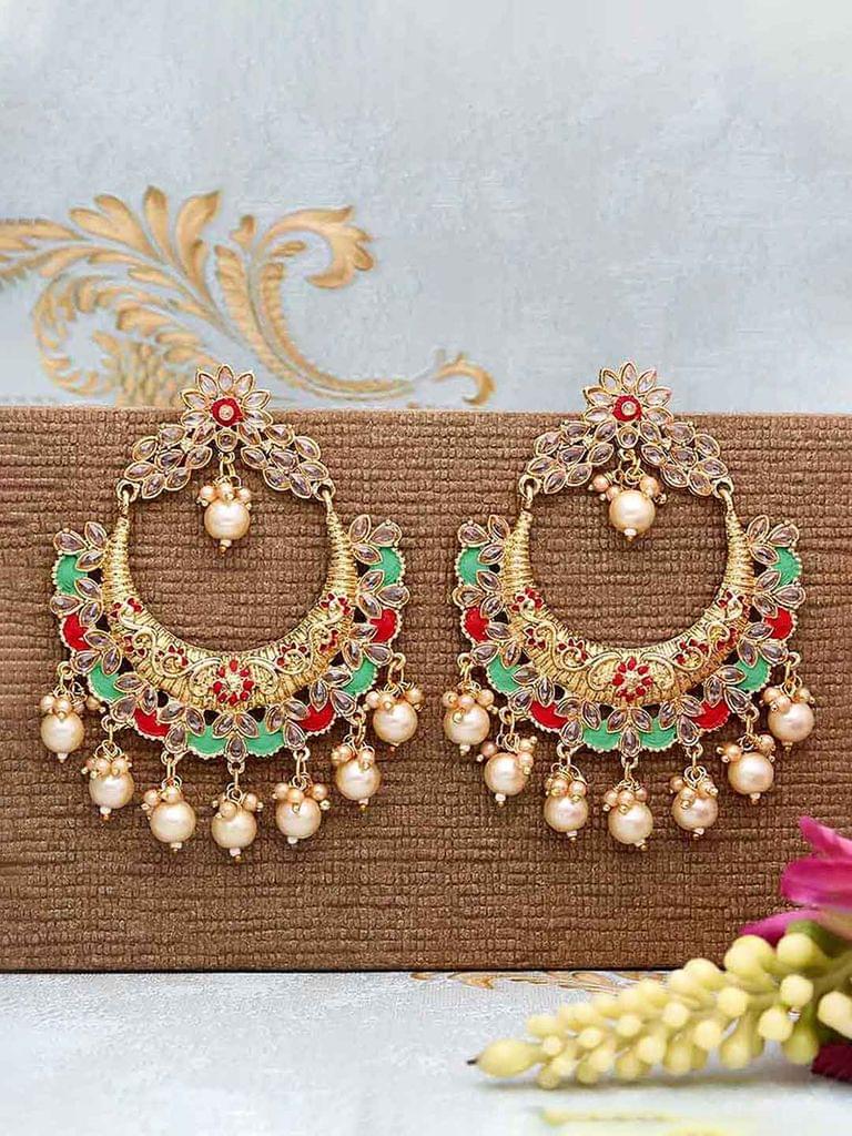 Reverse AD Chandbali Earrings in Gold finish - CNB747