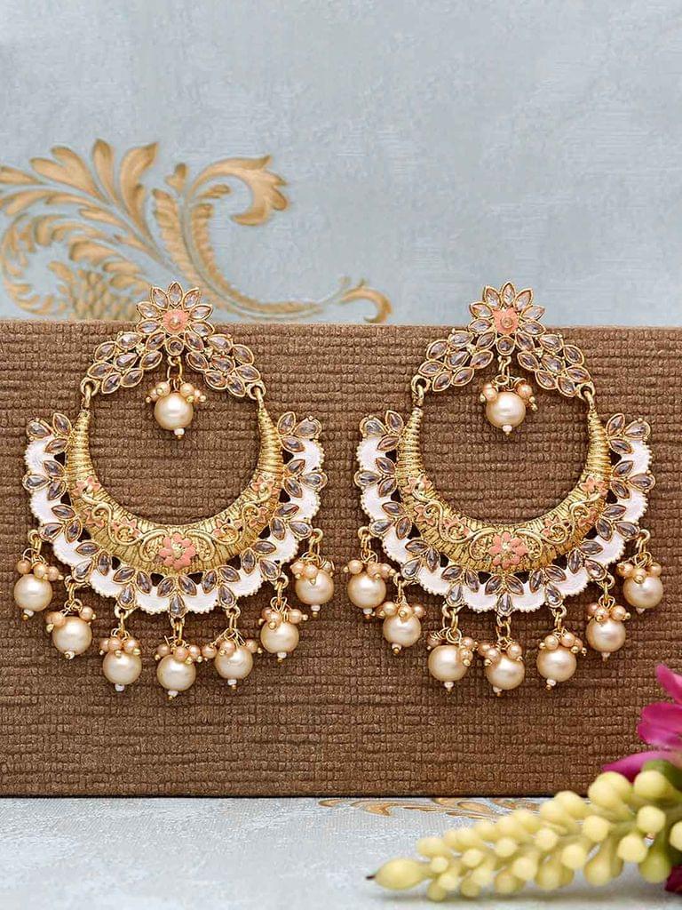 Reverse AD Chandbali Earrings in Gold finish - CNB745