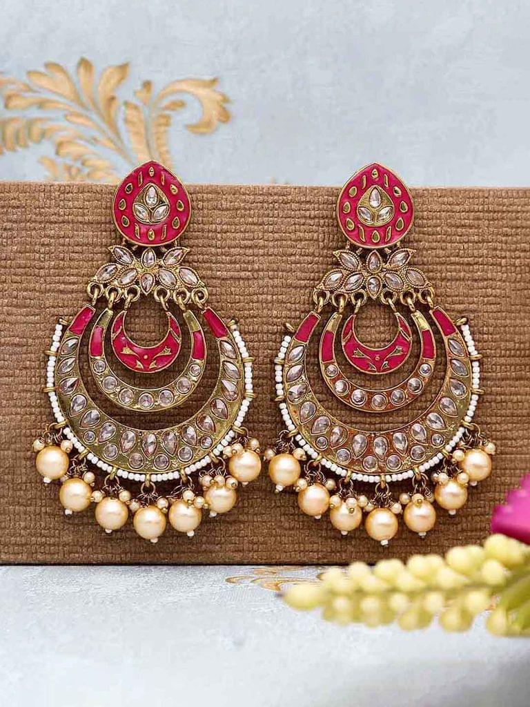 Reverse AD Chandbali Earrings in Mehendi finish - CNB15881