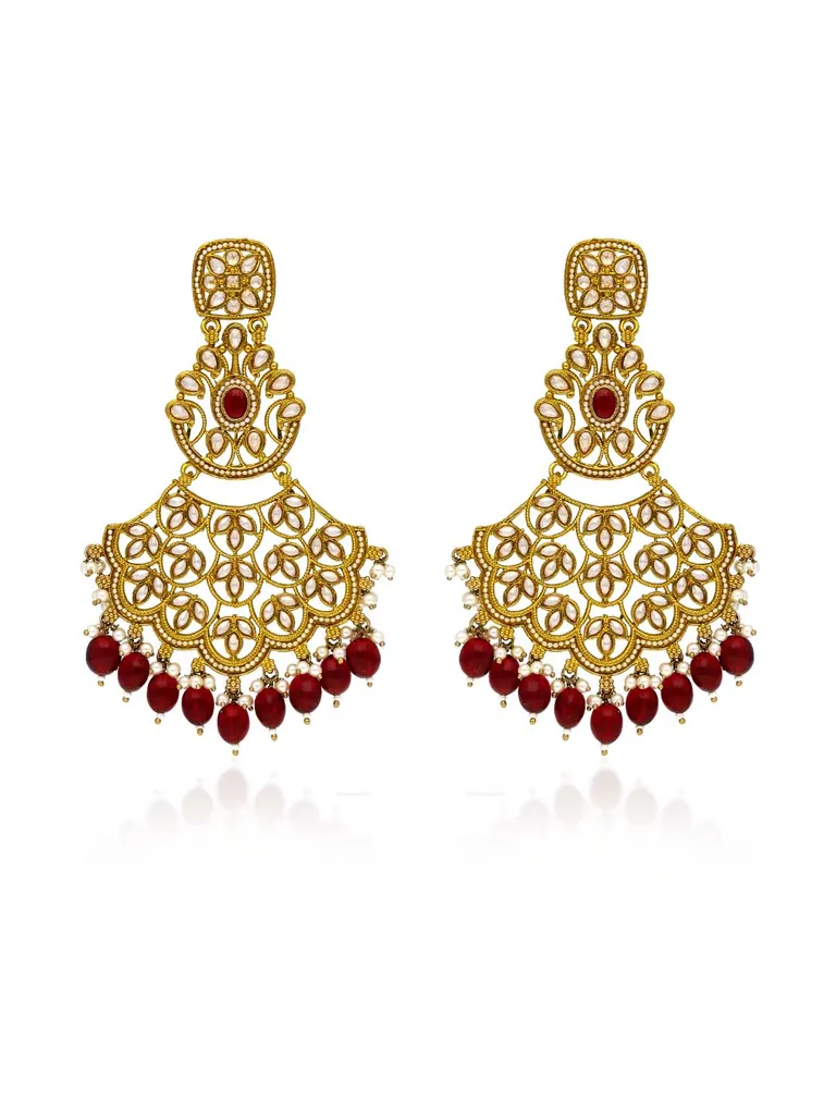Reverse AD Long Earrings in Mehendi finish - BGW48
