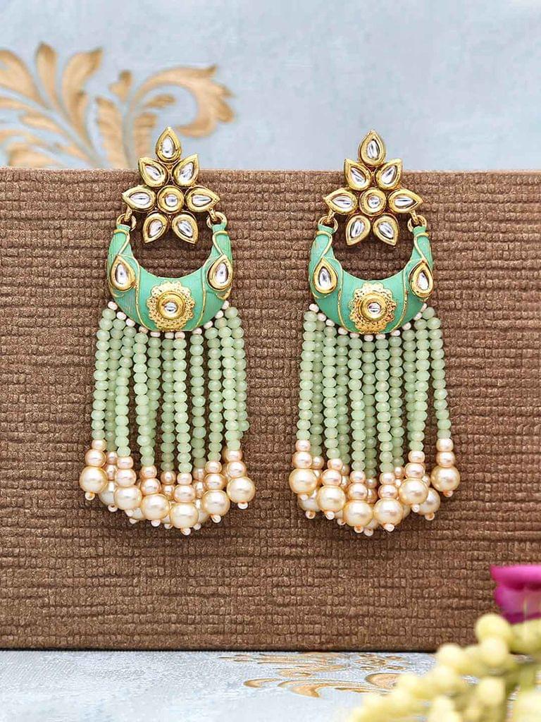 Kundan Long Earrings in Gold finish - CNB543
