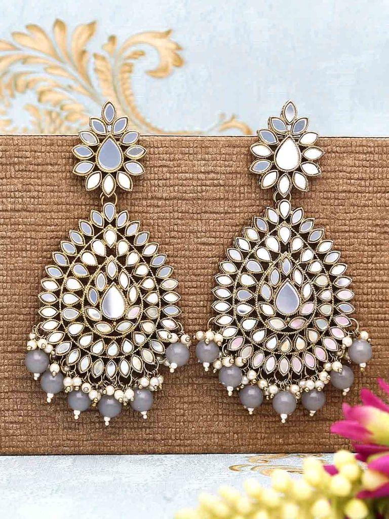 Mirror Long Earrings in Mehendi finish - CNB17614