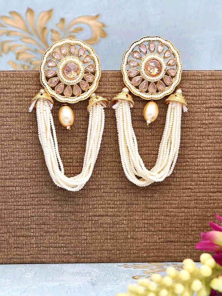 Traditional Long Earrings in Gold finish - CNB28501