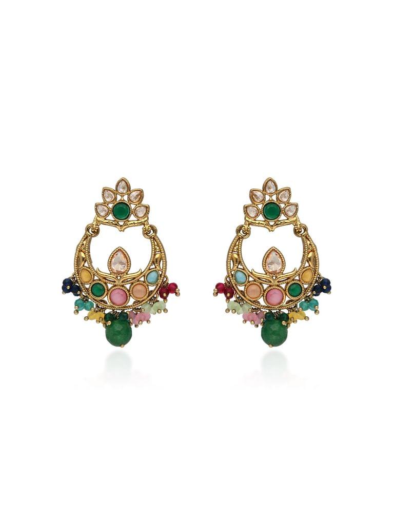 Reverse AD Dangler Earrings in Mehendi finish - CNB33341