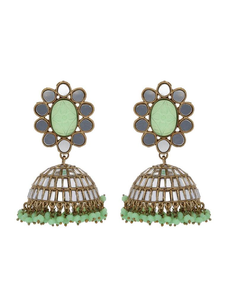 Mirror Jhumka Earrings in Mehendi finish - CNB21768