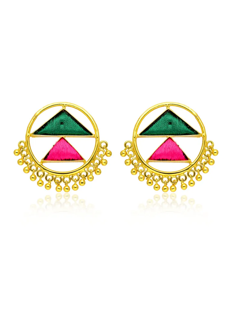 Gold finish Earrings with Silk Thread Embroidery - BBZ28
