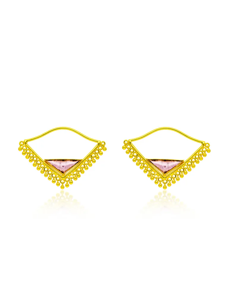 Gold finish Earrings with Silk Thread Embroidery - BBZ40