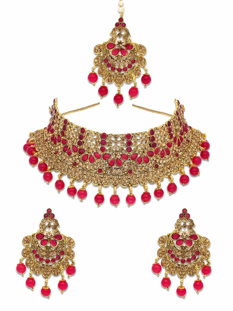 Antique Necklace Set in Oxidised Gold finish - CNB8521