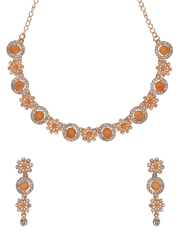 Traditional Necklace Set in Rose Gold finish - CNB34694
