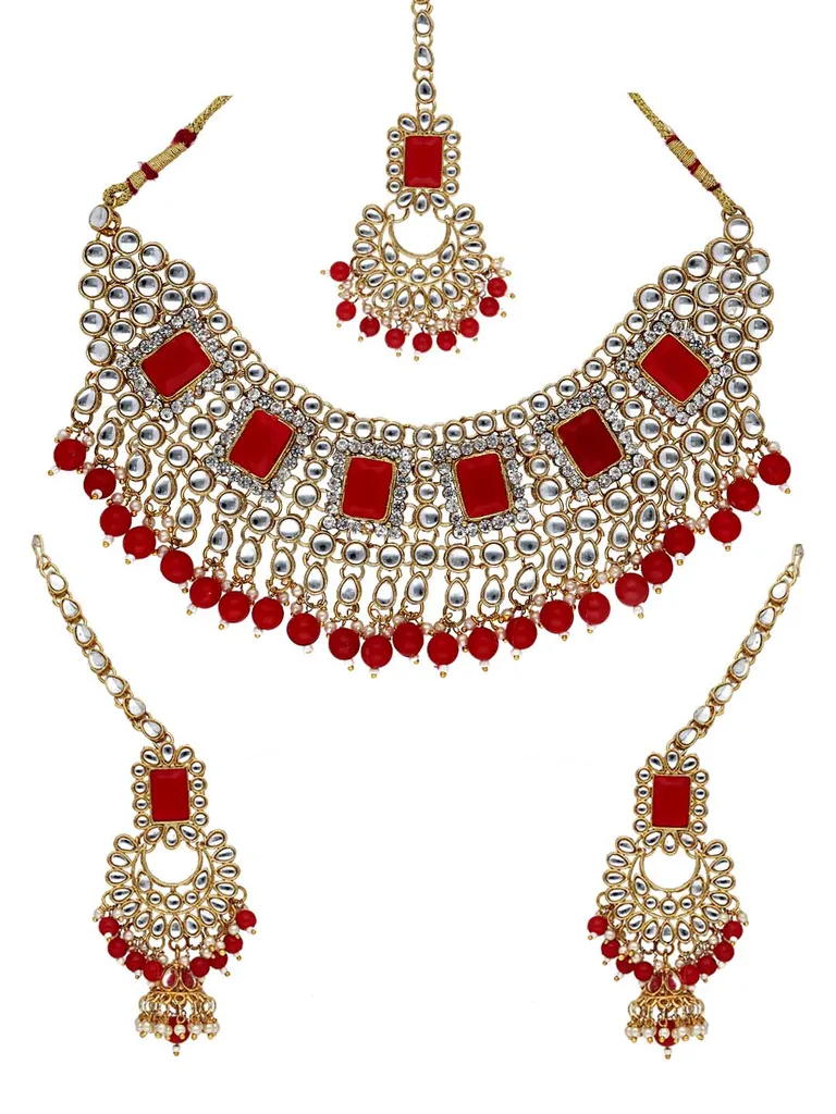 Kundan Necklace Set in Gold finish - POR57