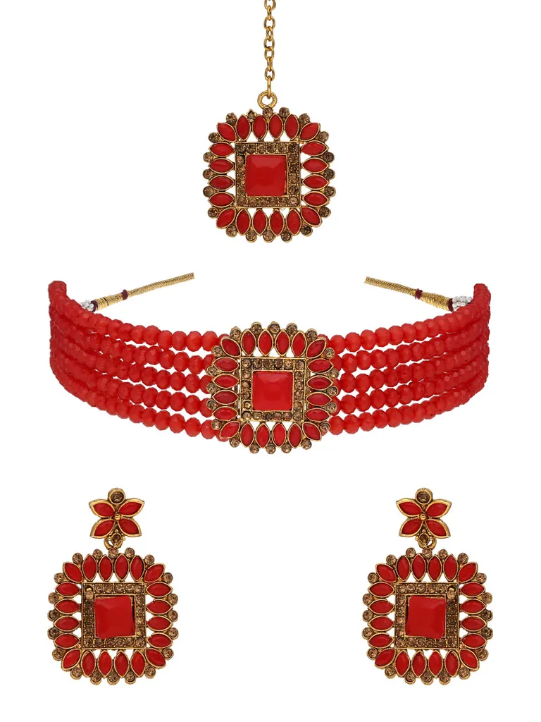 Traditional Choker Necklace Set in Gold finish - CNB34336