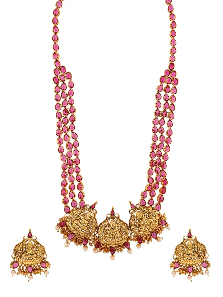 Temple Long Necklace Set in Gold finish - CNB18838