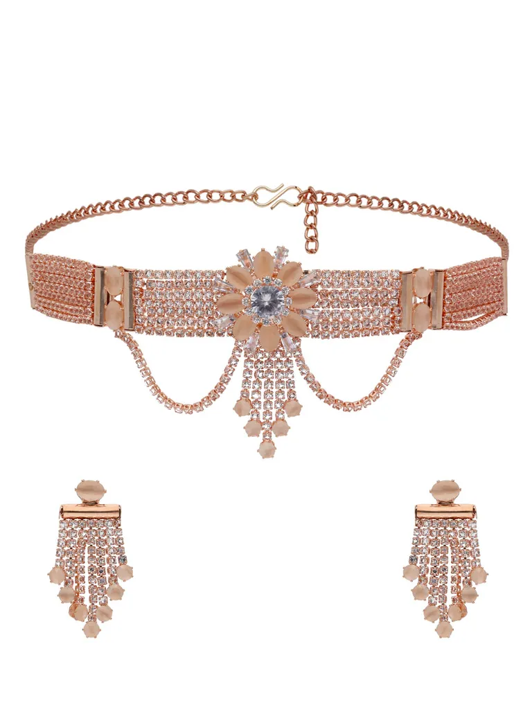 Western Choker Necklace Set in Rose Gold finish - CNB25830