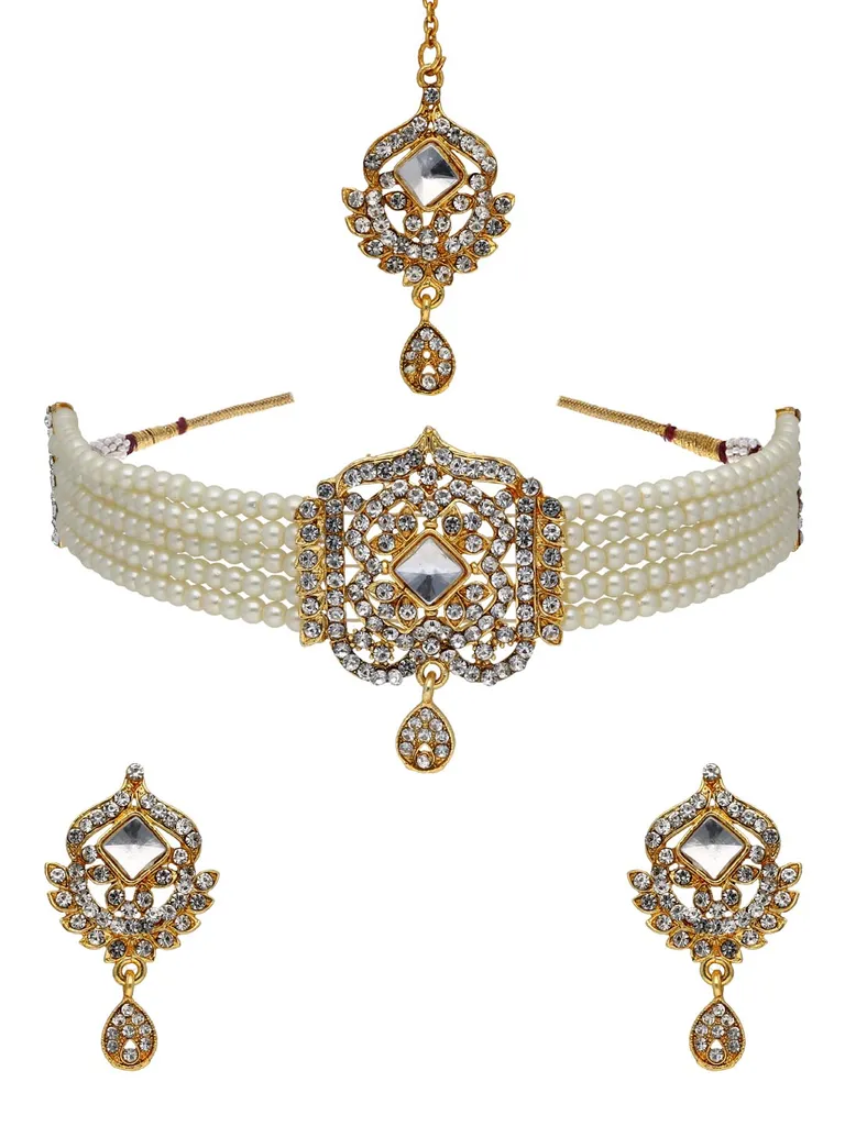 Traditional Choker Necklace Set in Gold finish - CNB32629