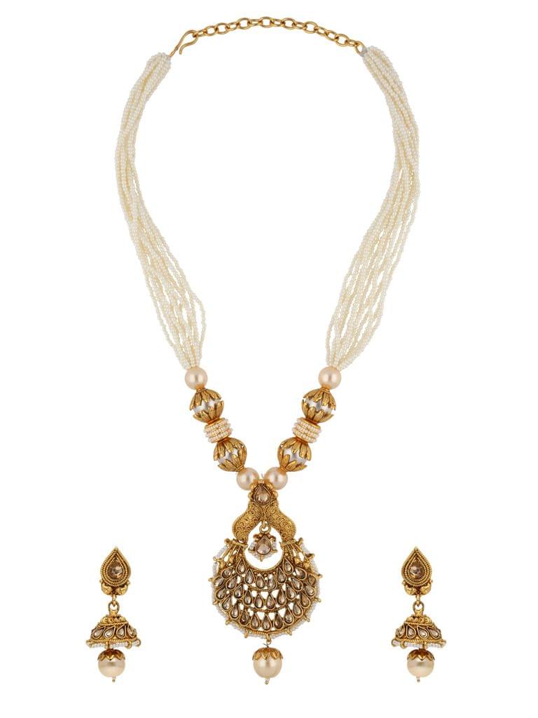 Antique Mala with Pendant Set in Gold finish  - CNB22444