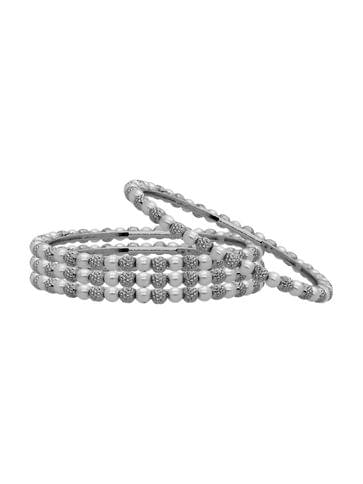 Pearls Bangles in Rhodium finish - CNB3206-2.10