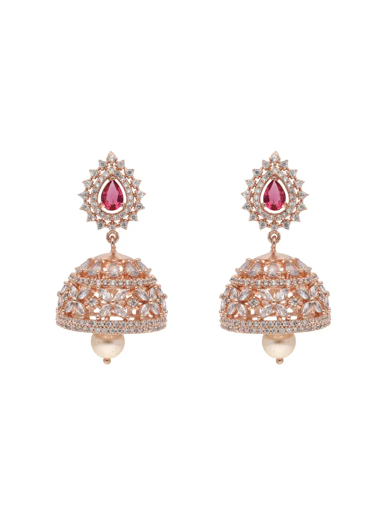 AD / CZ Jhumka Earrings in Rose Gold finish - CNB26152