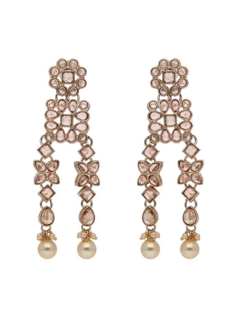 Reverse AD Long Earrings in Rose Gold finish - CNB21815