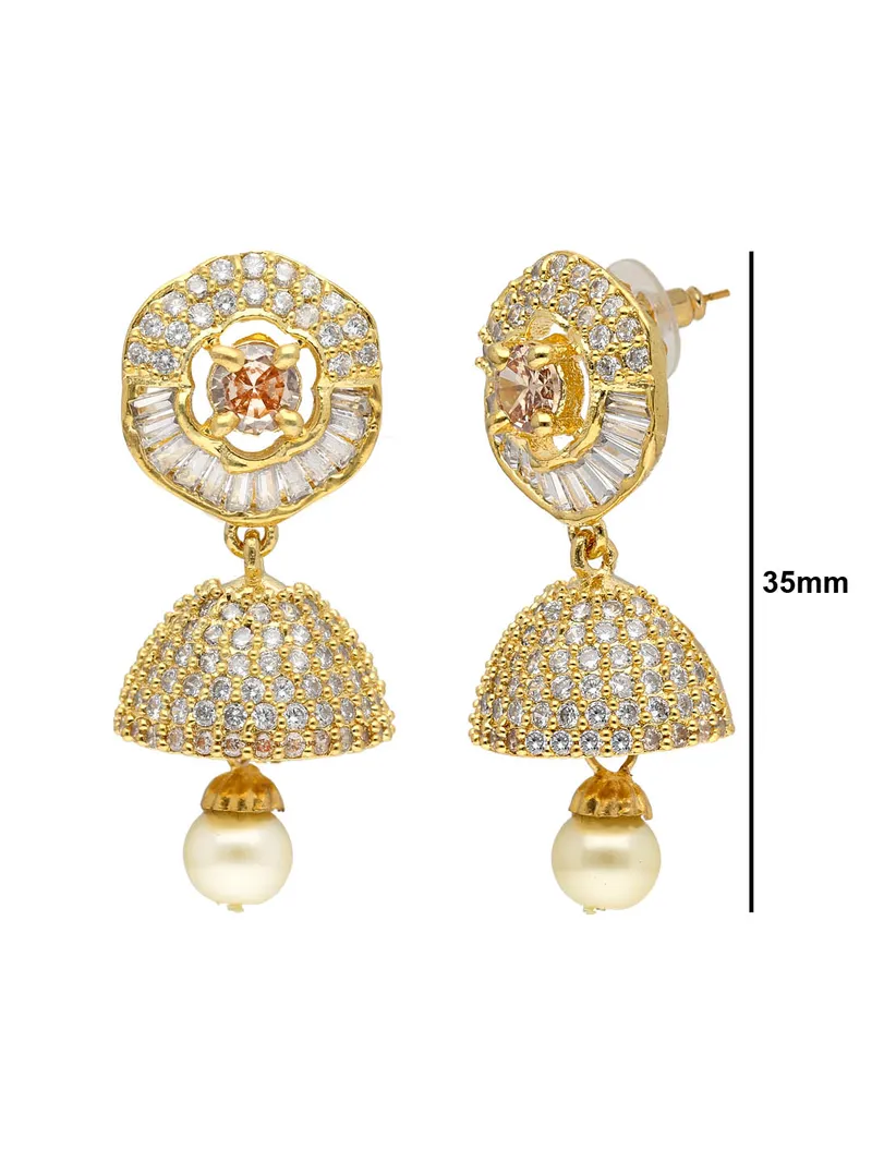 AD / CZ Jhumka Earrings in Gold finish - CNB2565