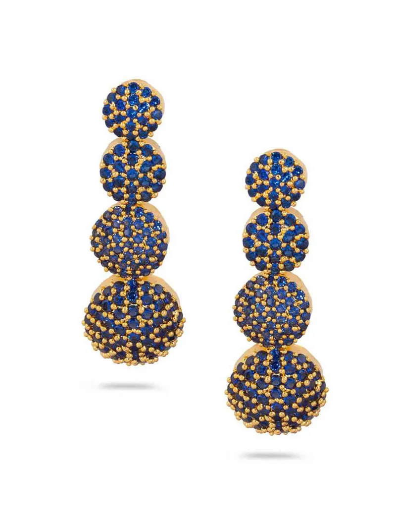 AD / CZ Long Earrings in Gold finish - CNB2681
