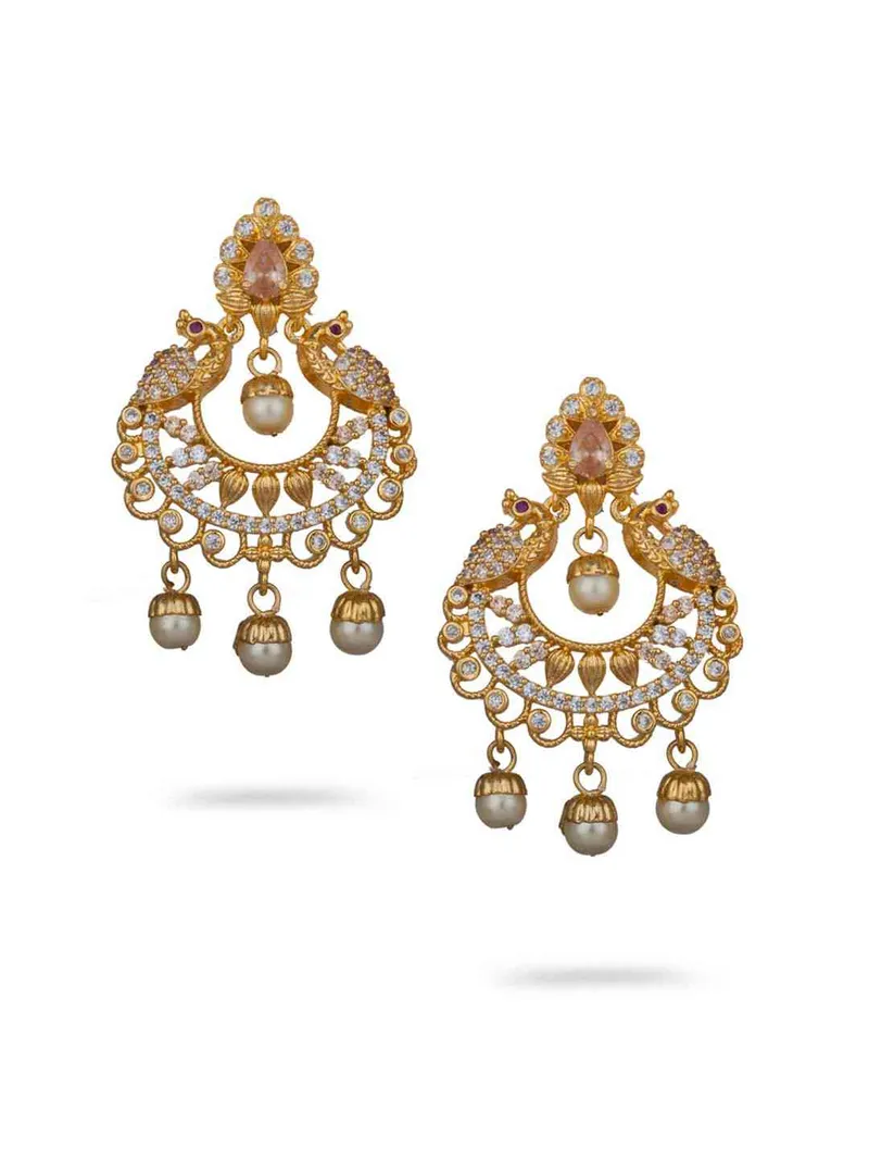 AD / CZ Long Earrings in Gold finish - CNB2752