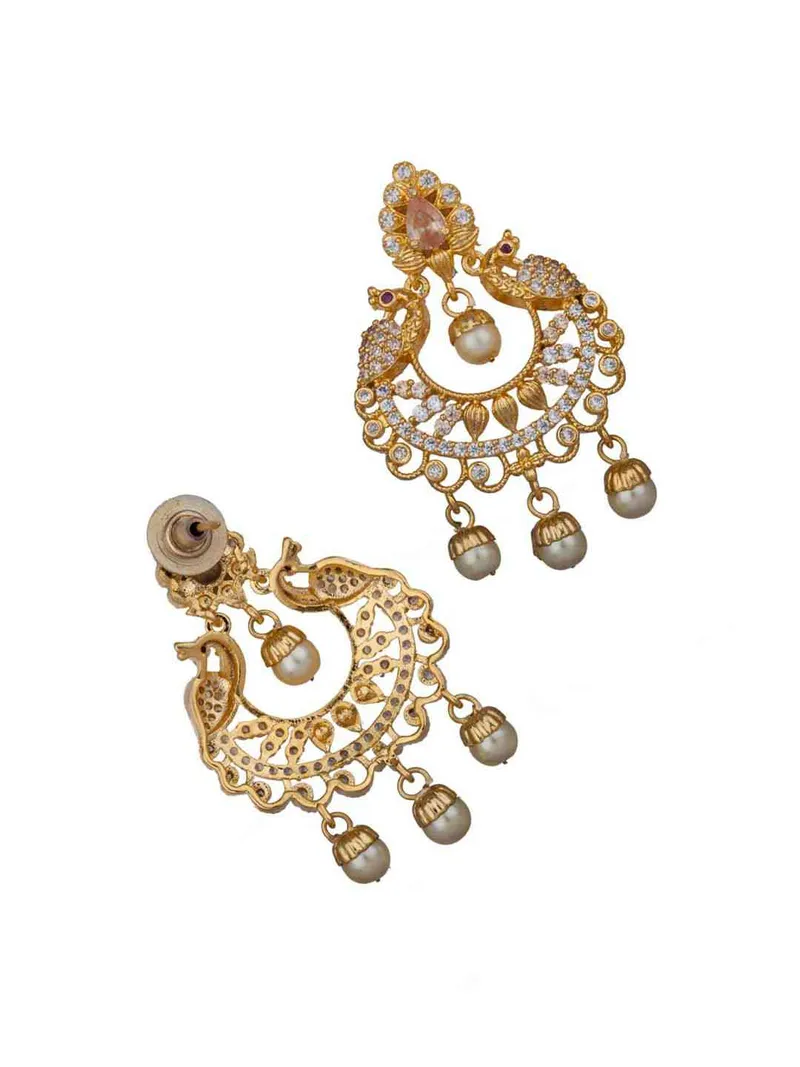 AD / CZ Long Earrings in Gold finish - CNB2752
