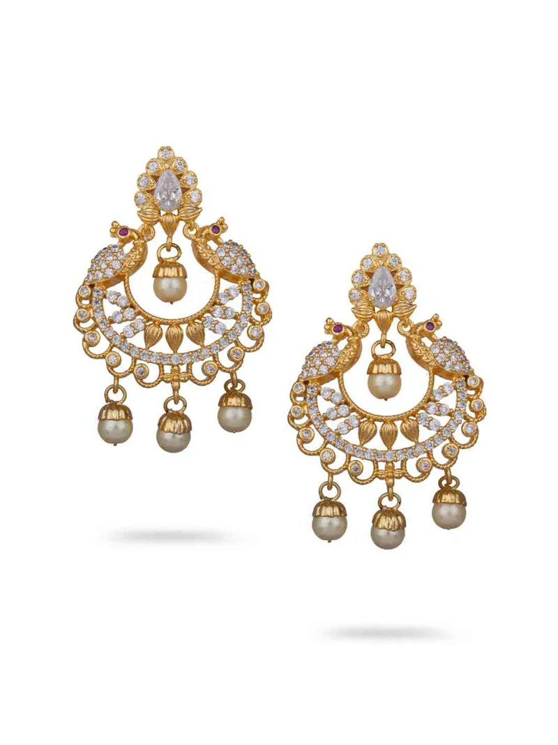 AD / CZ Long Earrings in Gold finish - CNB2753