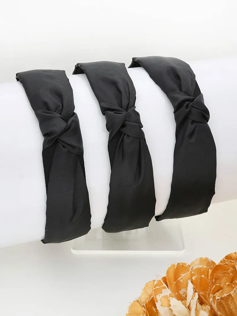 Hair Band with Fabric Bow in Black color - THF089