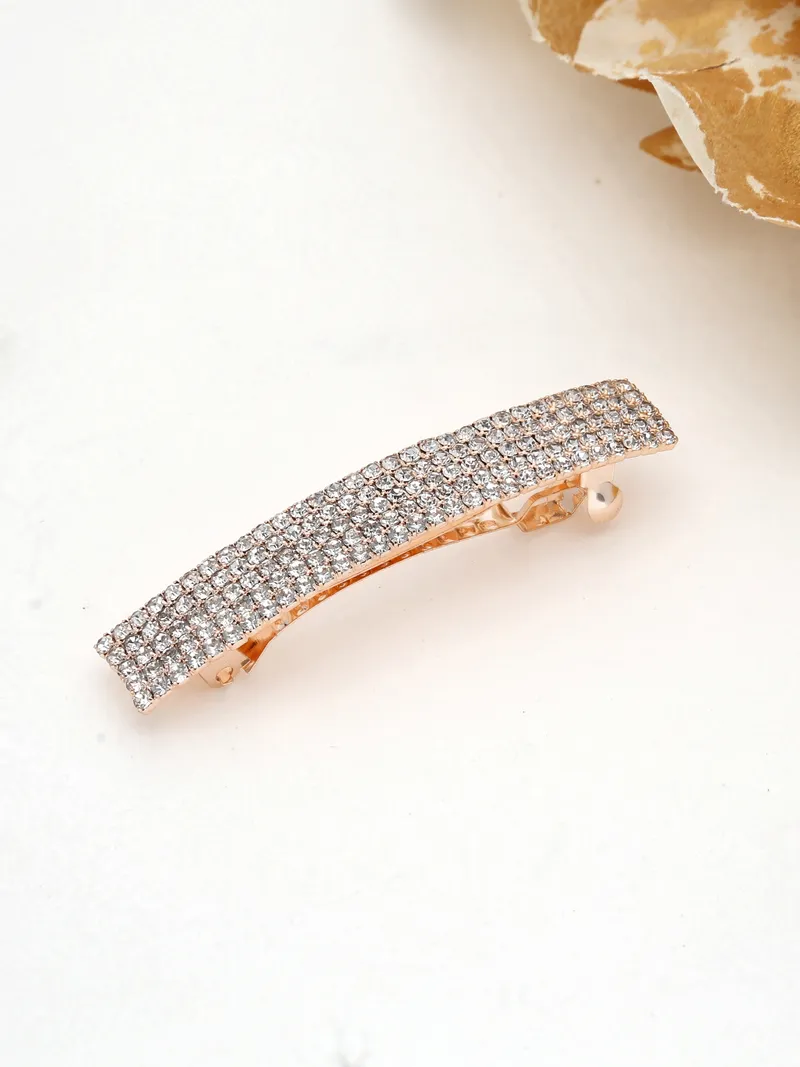 Five Line Setting Stone Hair Clip in Rose Gold finish - 1933RG