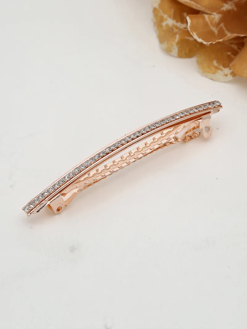 One Line Setting Stone Hair Clip in Rose Gold finish - 1935RG