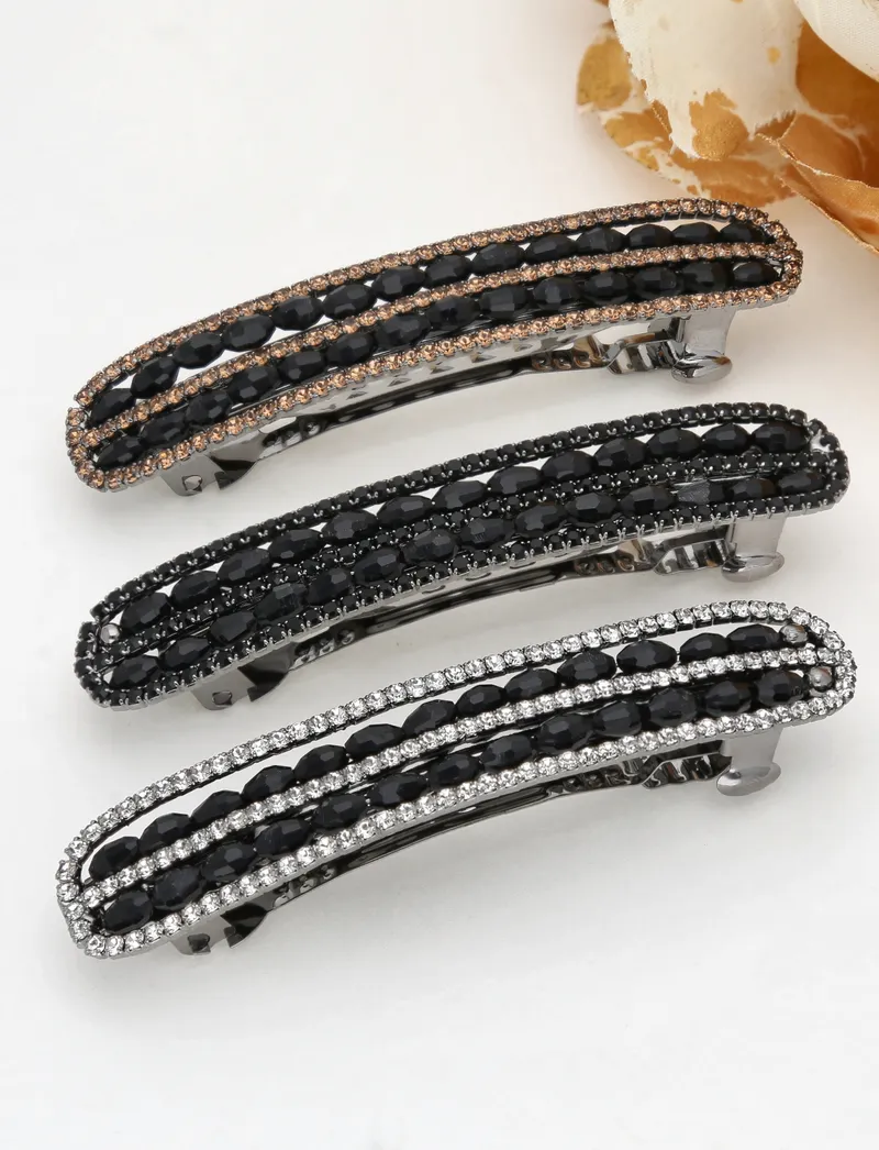 Fancy Hair Clip in Black Rhodium finish - 2083BL