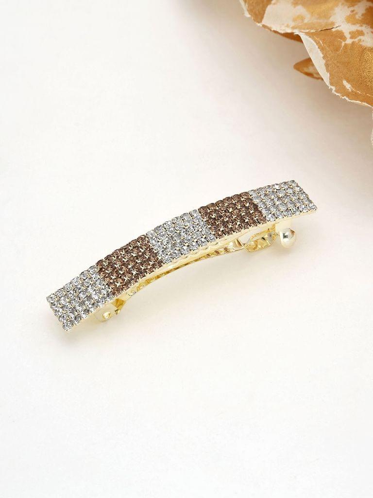 Five Line Setting Stone Hair Clip in Gold finish - 1933LWGO