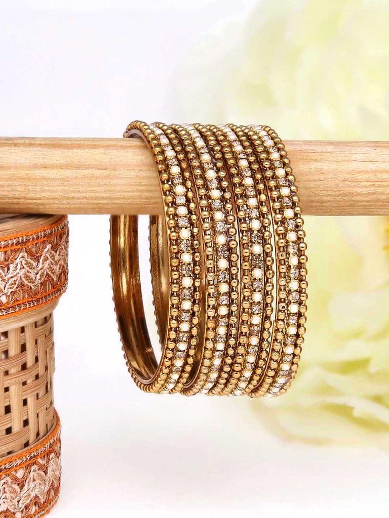 Traditional Bangles in Gold finish - 1324Moti/Lct